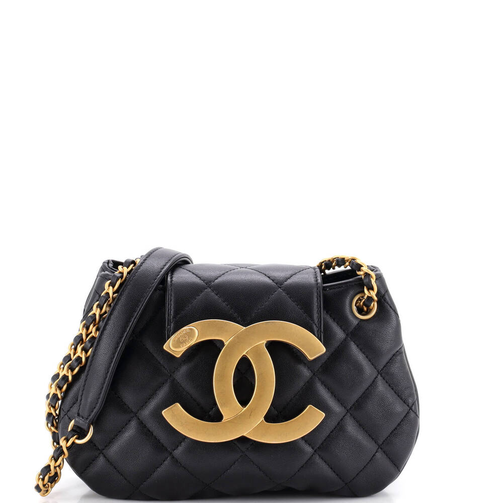 Chanel Small Giant CC Chain Compartment Messenger Bag Quilted Lambskin